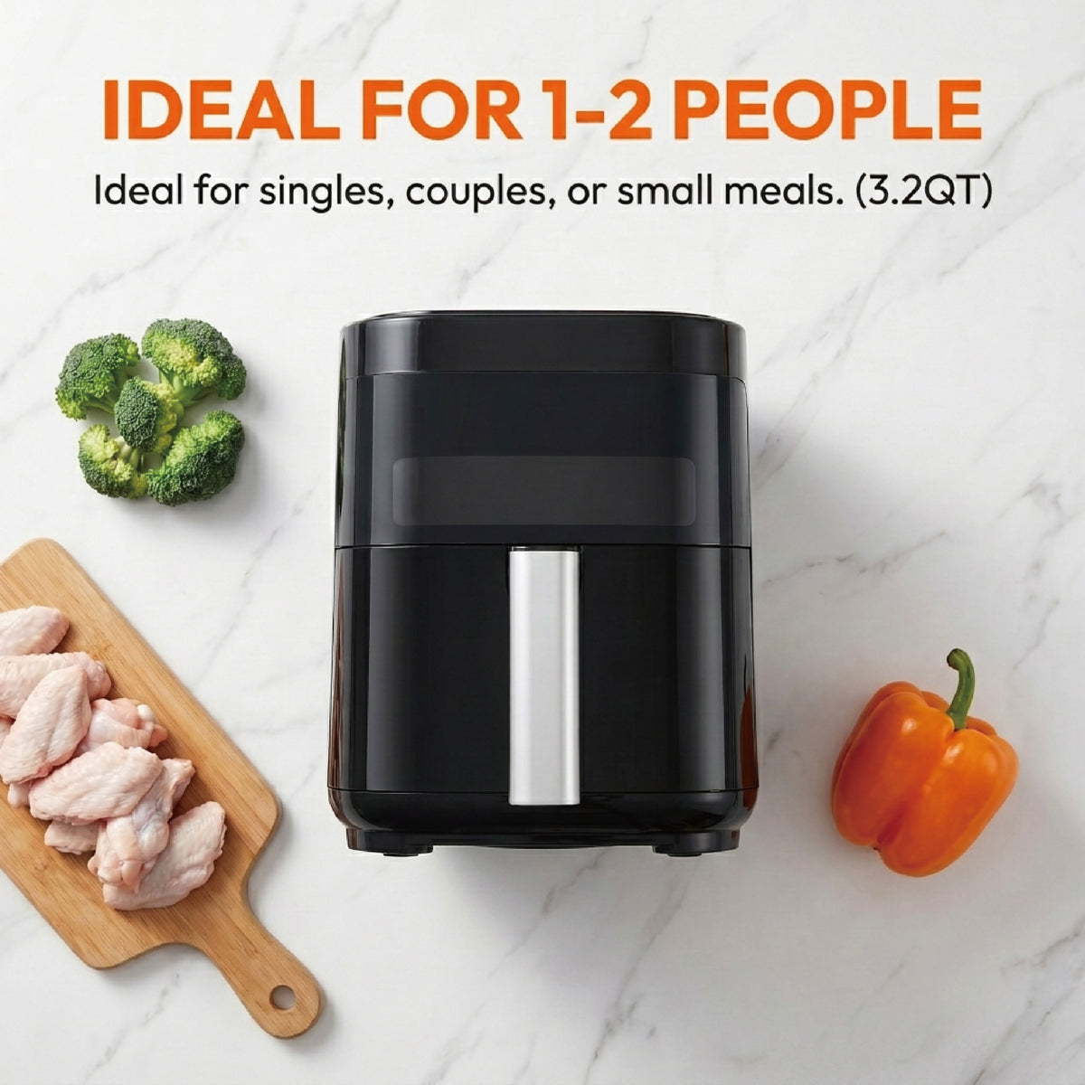 3.2QT Visible Window Air Fryer, 1200W Compact Small Air Fryer for Singles, Perfect for Apartment Dorm Countertop Use