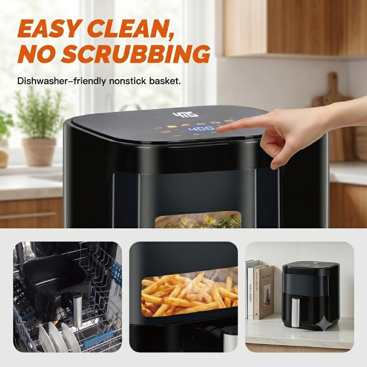 3.2QT Visible Window Air Fryer, 1200W Compact Small Air Fryer for Singles, Perfect for Apartment Dorm Countertop Use
