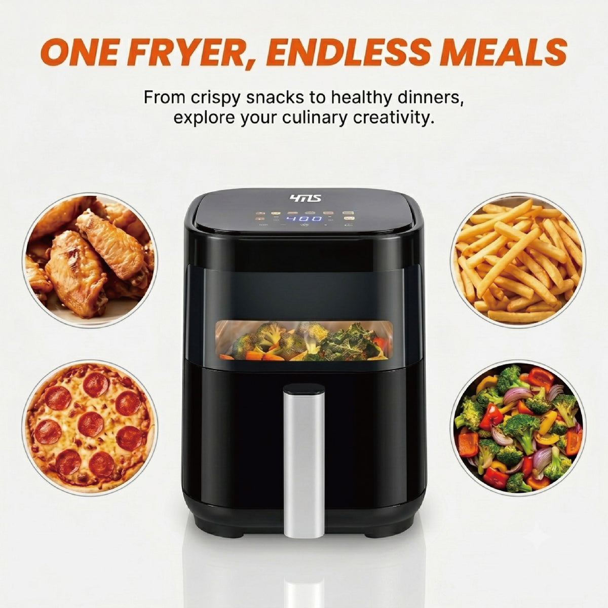 3.2QT Visible Window Air Fryer, 1200W Compact Small Air Fryer for Singles, Perfect for Apartment Dorm Countertop Use