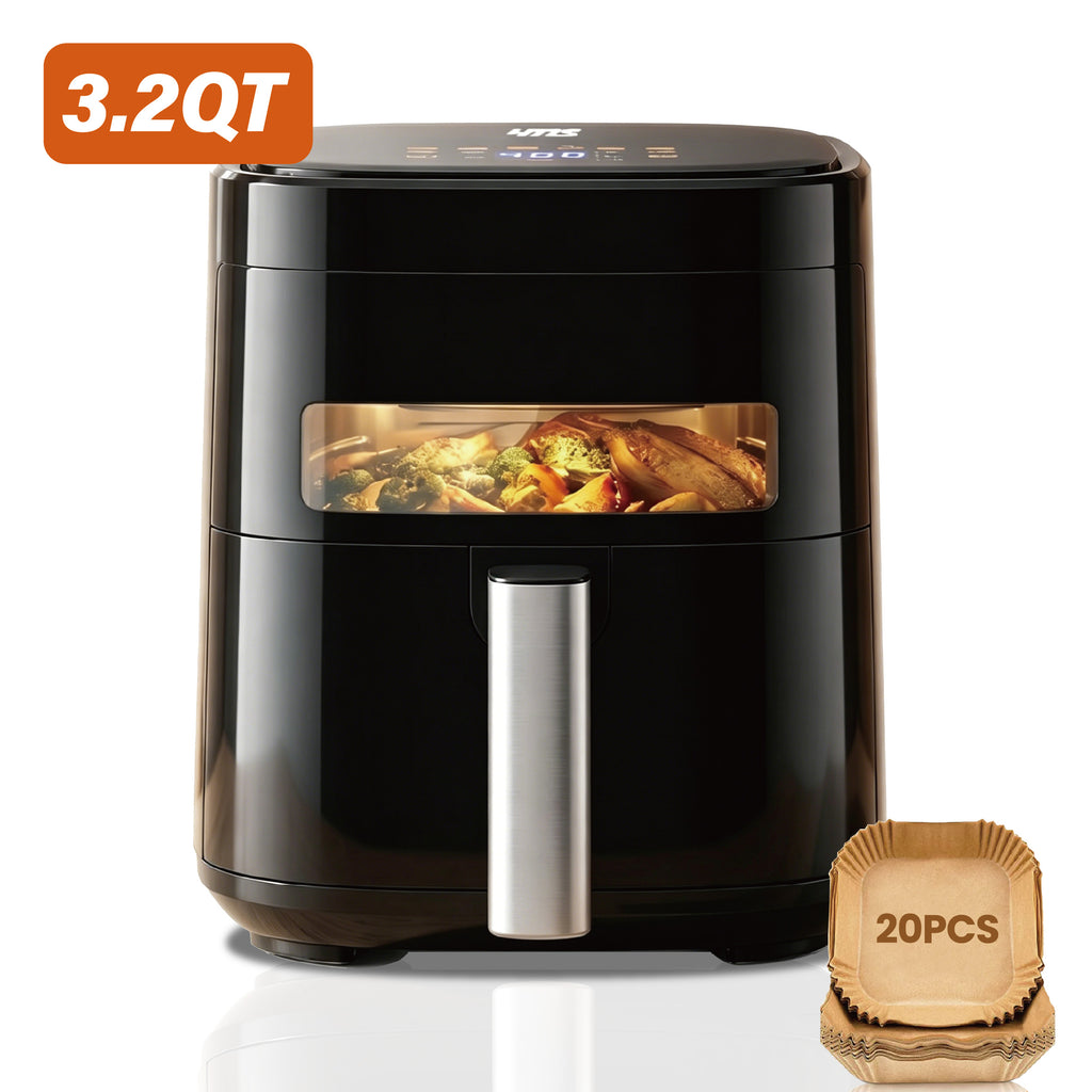 3.2QT Visible Window Air Fryer, 1200W Compact Small Air Fryer for Singles, Perfect for Apartment Dorm Countertop Use
