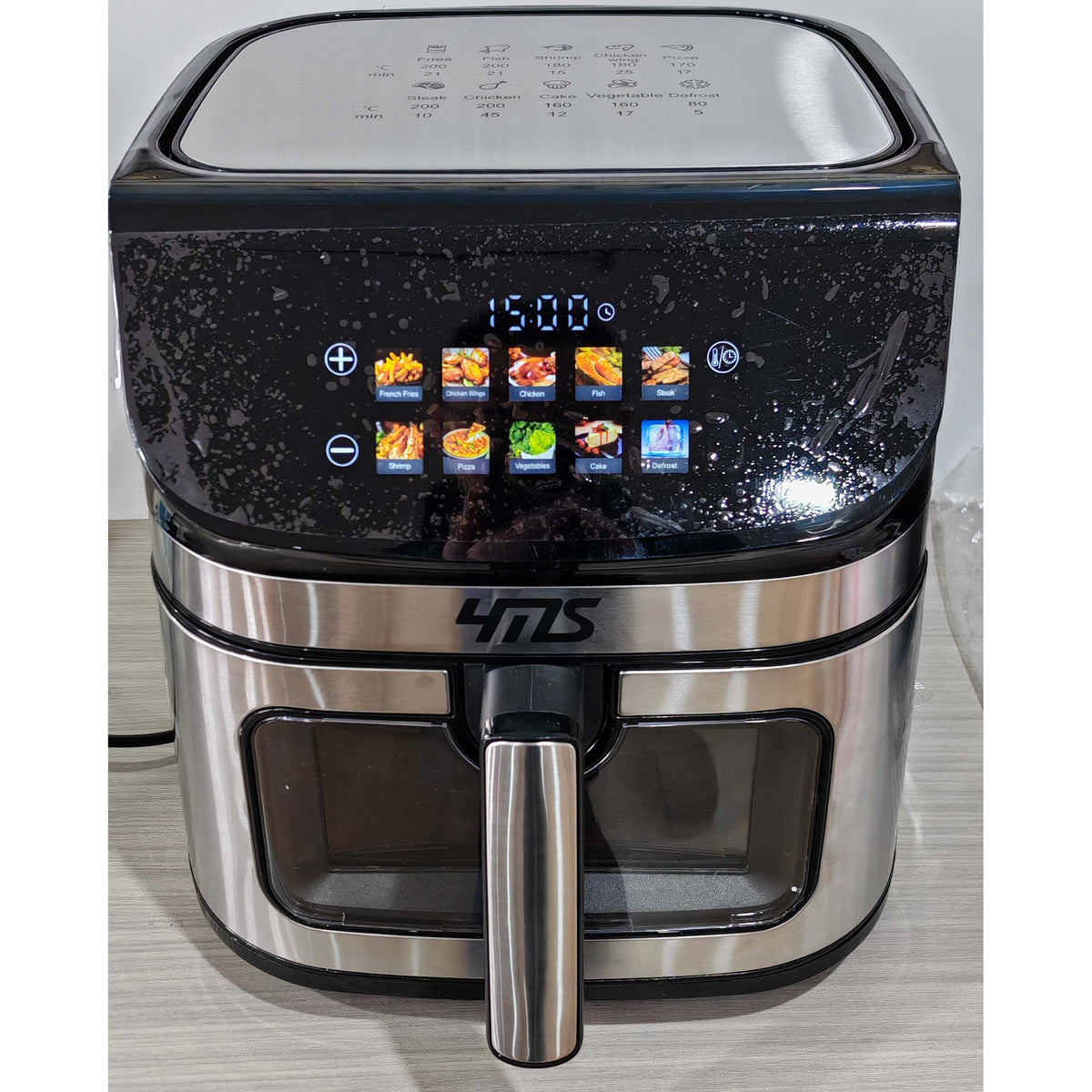 YMS 9L Air Fryer With Smart Touch Screen, Color Icons & Viewable Window, 10 Preset Recipes & Manual Adjustments, Dishwasher-safe Basket, Family & Party Size, Multifunctional Toaster Oven