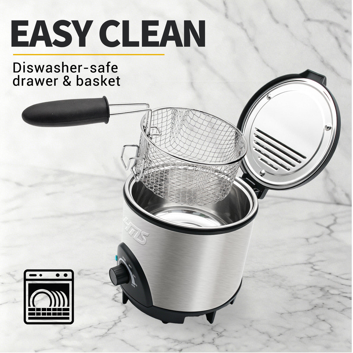 YMS 1.5QT Small Deep Fryer with Basket, 700W Mini Electric Fryer Pot for 1-2 People. Stainless Steel, Adjustable Temperature Control, Nonstick Pot & Splatter-Proof Lid. Space-Saving Compact Countertop, kitchen accessories, toaster oven, deep fryer