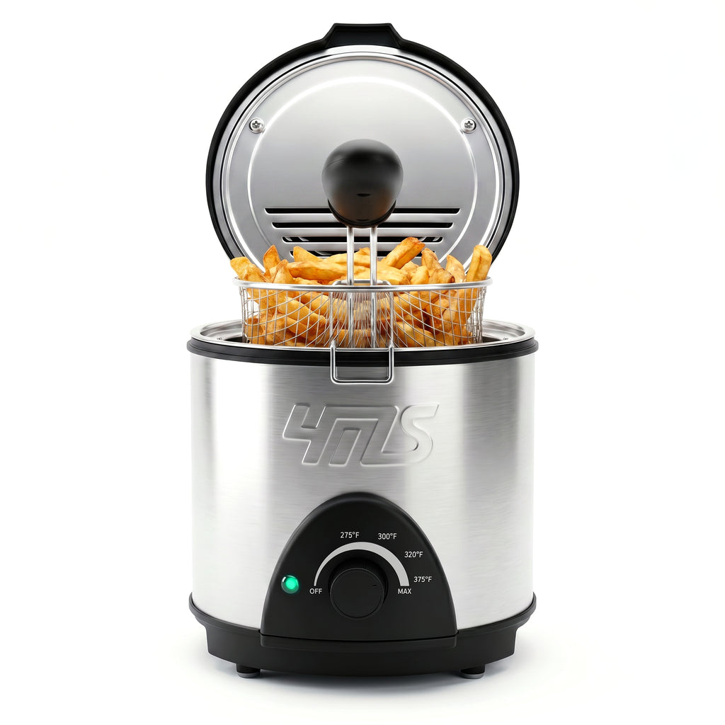 YMS 1.5QT Small Deep Fryer with Basket, 700W Mini Electric Fryer Pot for 1-2 People. Stainless Steel, Adjustable Temperature Control, Nonstick Pot & Splatter-Proof Lid. Space-Saving Compact Countertop, kitchen accessories, toaster oven, deep fryer