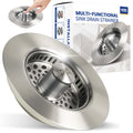 5-in-1 Stainless Steel Sink Aid, Kitchen Sink Drain Strainer Food Catcher, Popup Kitchen Sink Stopper & Odor Filter, Kitchen Sink Strainer Accessories with Drain Basket